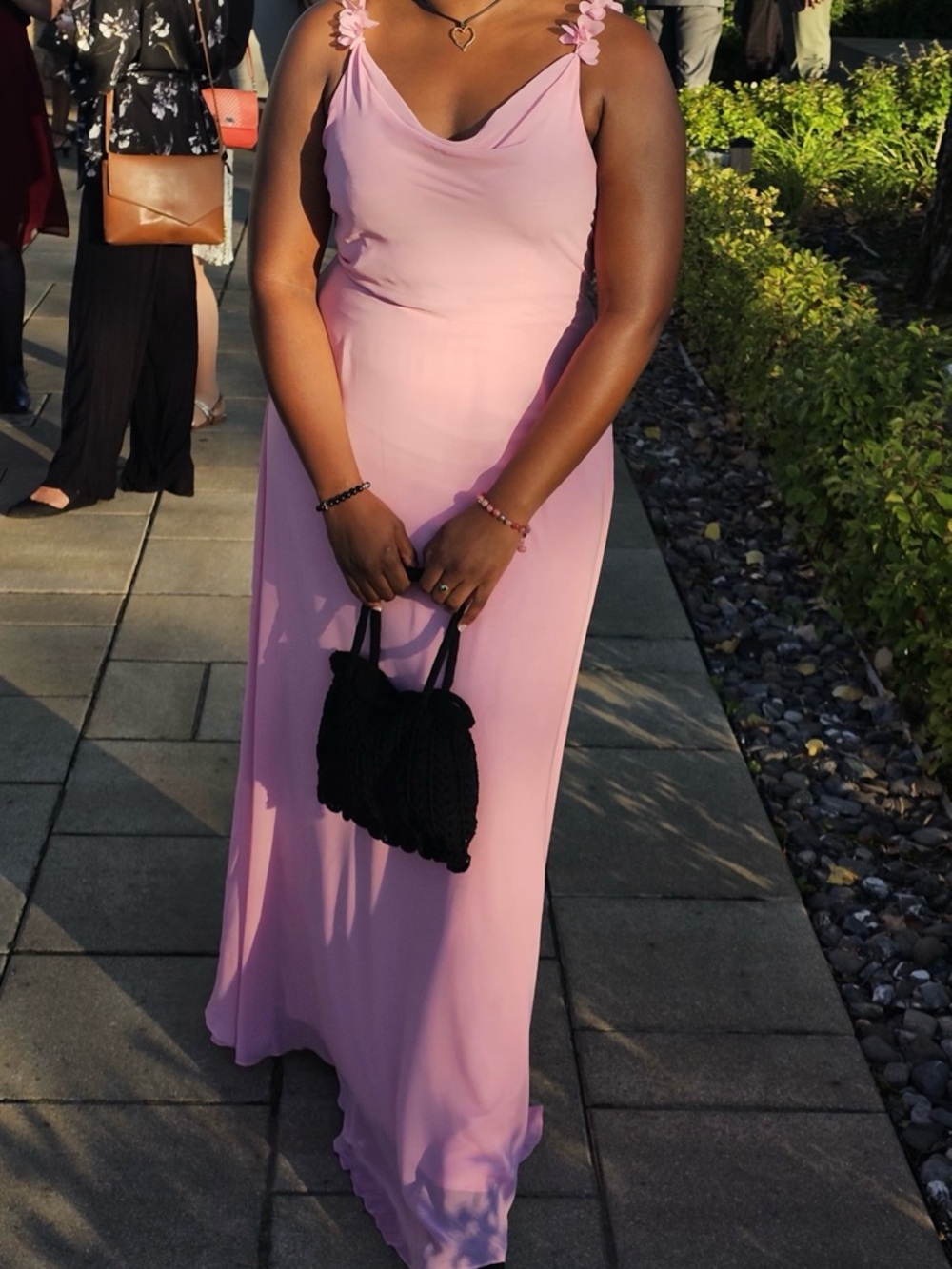 After Six Pink Floral-Strap Cowl Maxi Dress